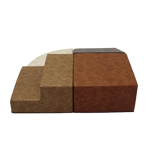 FDP Rustic Western Toddler Playtime Corner Climber, Distressed Faux Hide Leather, Indoor Active Play Structure for Toddlers and Kids, Safe Soft Foam for Crawling and Sliding (4-Piece Set), 11619-DA