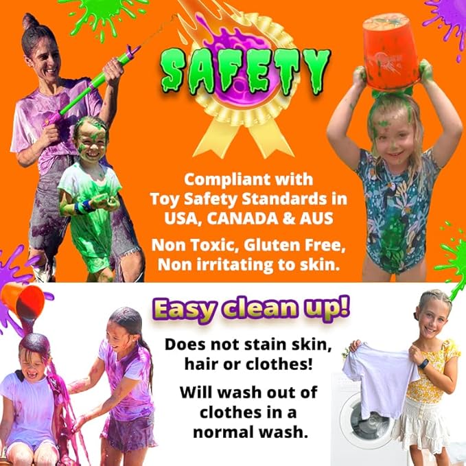 PARTY GOAT Bulk Instant Slime Powder. Mix with Water to Make 40 Gallons. Large Multicolor Kit for Slime Blaster Guns, Color Run or Color War