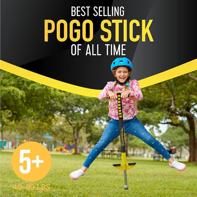 Flybar Maverick Pogo Stick for Kids Ages 5+, 40 to 80 Pounds, Perfect for Beginners, Easy Grip Handles, Anti-Slip Pegs, Outdoor Toys for Boys and Girls