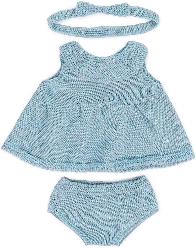 Miniland Clothes for Dolls 15'' Knitted Outfit Dress & Headband - ECO, Made in Spain, Quality, Role Play, Educational