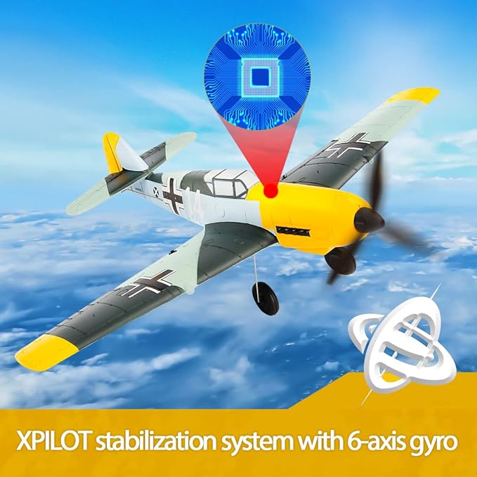 Remote Control RTF Airplane, 4 Channel 6-Axis Gyro Park Flyer RC Plane BF109, WW2 Warbird Aircraft Toy Gift for Adults & Kids