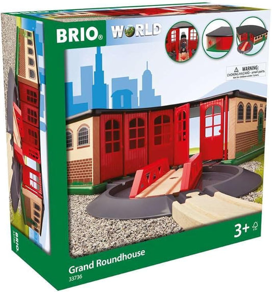 BRIO World - 33736 Grand Roundhouse - Ultimate Train Set Accessory | Accommodates 5 Trains | Rotating Switch Turntable | Compatible with All Railway Toys | Perfect for Kids Ages 3+