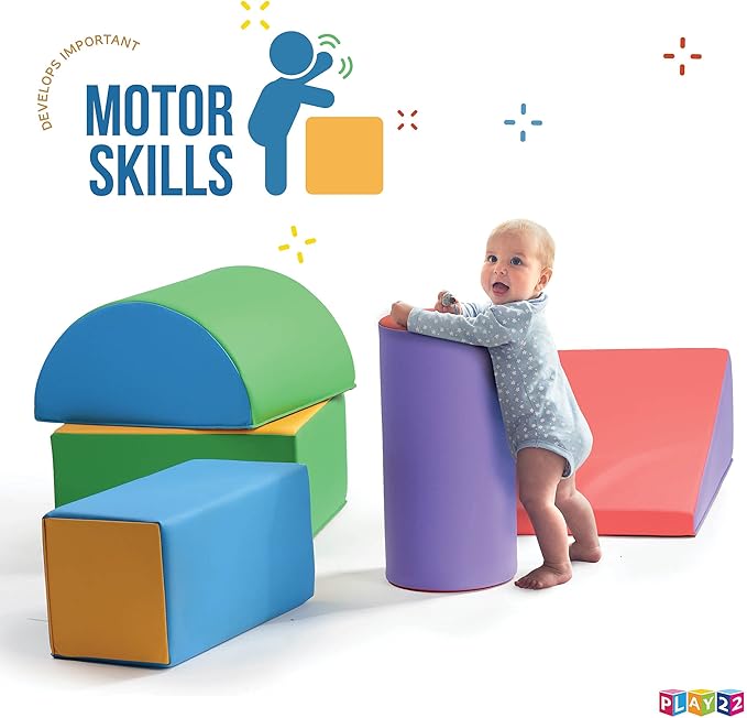 Play22 Soft Climbing Toys for Toddlers Indoor - 5 PC Baby Foam Climbing Blocks, PU Leather Gym Climb and Crawl Play Set Waterproof and Easy to Clean