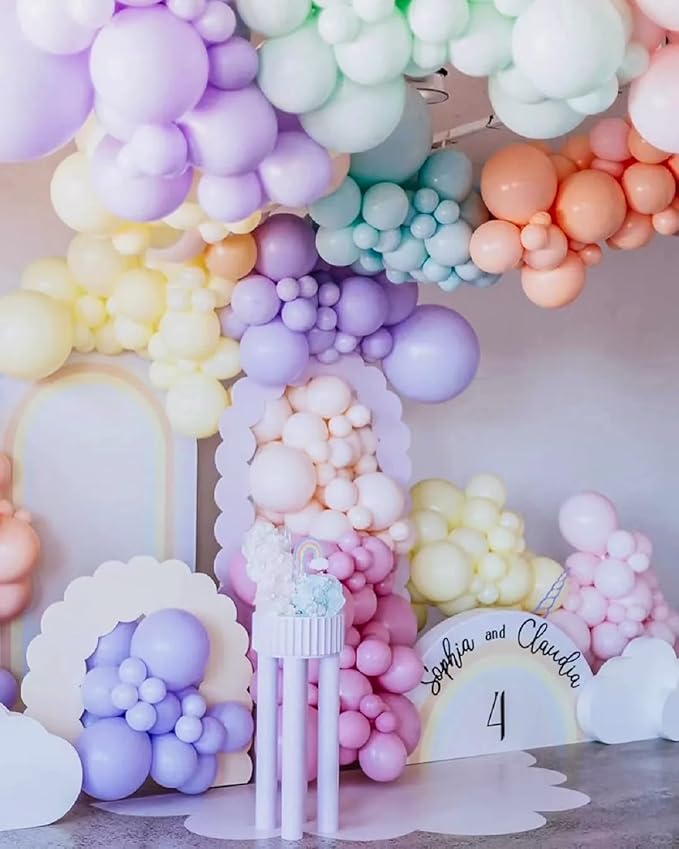 Pastel Balloons Arch Garland Kit, 146PCS Pastel Balloons 4 Sizes 18/12/10/5 Inch, Macaron Rainbow Balloon Arch Kit for Unicorn Birthday Baby Shower Wedding Easter Party Decorations
