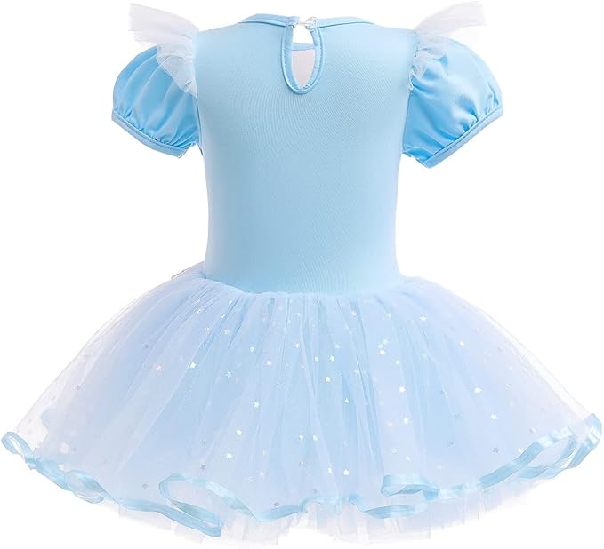 DYMCII Baby Girls Princess Ballet Dress Short Sleeve Leotards Skirted Tutu Dancewear Halloween Christmas Party Fancy Costume