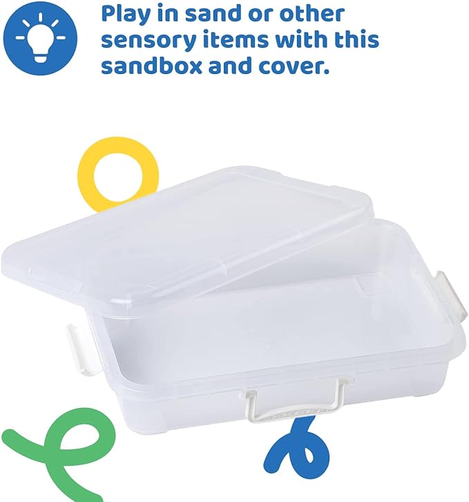 15Inch Portable Sensory Bin Play Tray with Lid, Fill with Water, Beads and More. Works with Moon Sand, Kinetic Sand, Orbeez Water Beads
