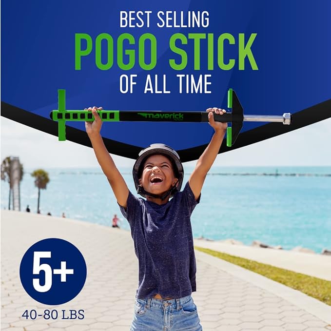 Flybar Maverick Pogo Stick for Kids Ages 5+, 40 to 80 Pounds, Perfect for Beginners, Easy Grip Handles, Anti-Slip Pegs, Outdoor Toys for Boys and Girls