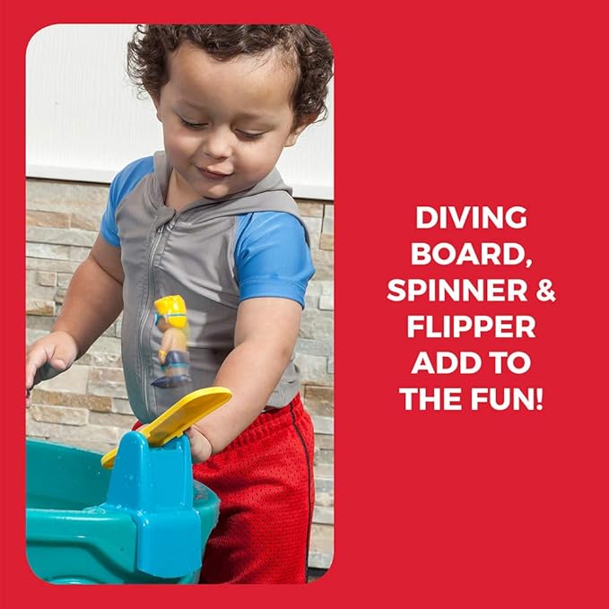 Step2 Spill & Splash Seaway Water Table, Kids Two-Tier Water and Sand Activity Sensory Playset, Comes with Umbrella, Summer Outdoor Toys, 11 Piece Toy Accessories, For Toddles 1.5+ Years Old