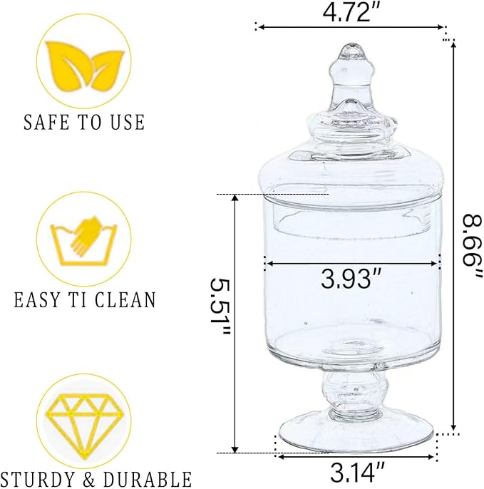 Apothecary Jars Glass Decorative Candy Jars,Candy Buffet Display, Elegant Storage Jar, Decorative Wedding Candy Organizer Canisters Style SA
