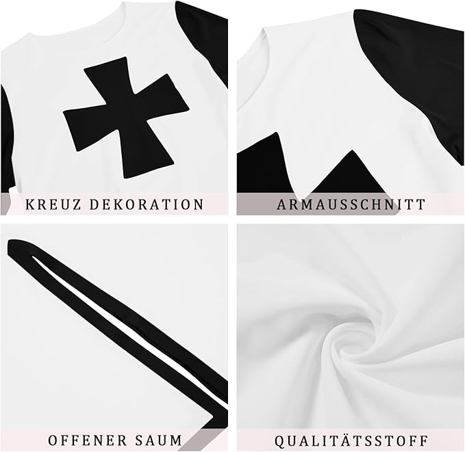 Runcati Mens Medieval Crusader Knights Tunic Renaissance Warrior Templar Cosplay Costumes Tops