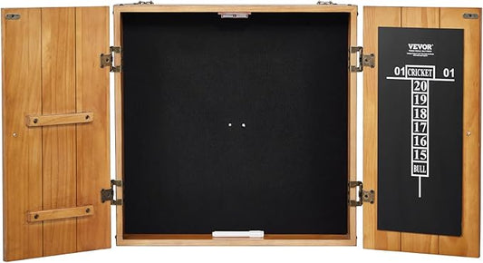 VEVOR Dart Board Cabinet Set, Multiple Styles Ready-to-Play Bundle Official Size, Steel Tip Dart Hideaway Cabinet, Features Easy Assembly, Complete with All Accessories, Perfect for Cricket Games