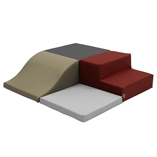 Factory Direct Partners SoftScape Toddler Playtime Square Corner Climber, Indoor Active Playset for Toddlers and Kids, Safe Soft Foam for Crawling and Sliding (4-Piece) - Vintage, 13232-134