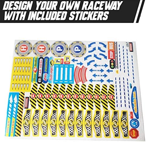 My First Speed Racing Assembly Track Builder Toy Playset - Starter Kit with 6 Diecast Cars, Accessories for Kids