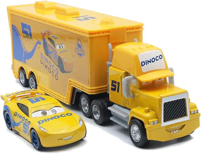 Portable Mini Toy Car and Truck Set 1:55 Diecast Model Metal Body Racers for Preschool Kids Ages 3+ Years (51Yellow)