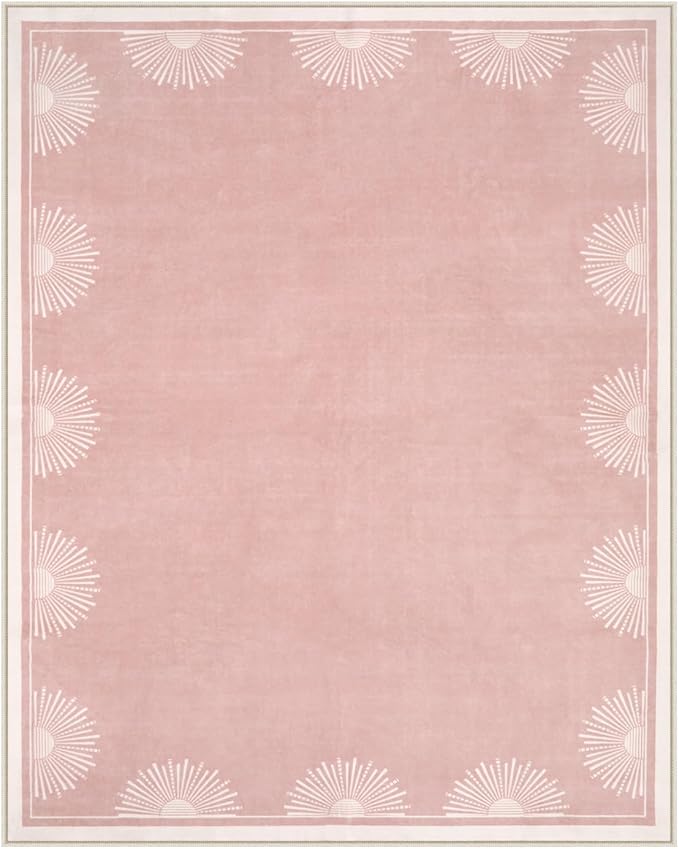 Modern Pink 8x10 Rug for Living Room,Ultra Thin Washable Bedroom Rug 8x10 Under Bed, Non Slip Sun Print Large Rugs, Non Shedding Throw Carpet for Girls Room Nursery Dorm(8'x10',Pink)
