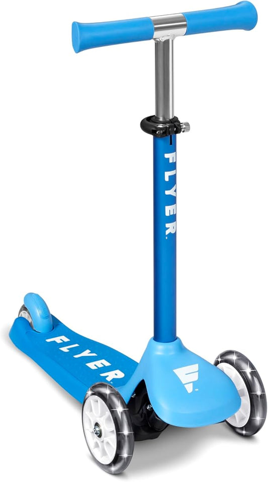 Kids Scooter, Toddler Scooter, Flyer Glider Jr. with Light Up Wheels, Blue, Radio Flyer Ride On Toys for Kids 2-5 Years Old, for Outdoor Riding