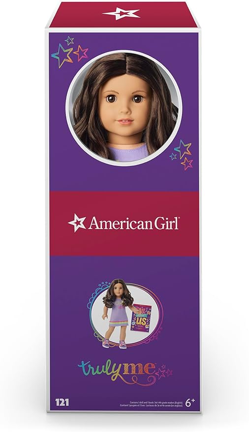 American Girl Truly Me 18-inch Doll #121 with Brown Eyes, Dark-Brown Hair, Lt-to-Med Skin, T-shirt Dress, For Ages 6+