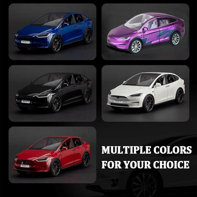 1/24 Scale Diecast Car Model X, Alloy Diecast Toy Cars Pull Back Toys with Sound & Light, Vehicles Toys for Kids Gift Car Lovers Collection (1/24 Model X -Black)