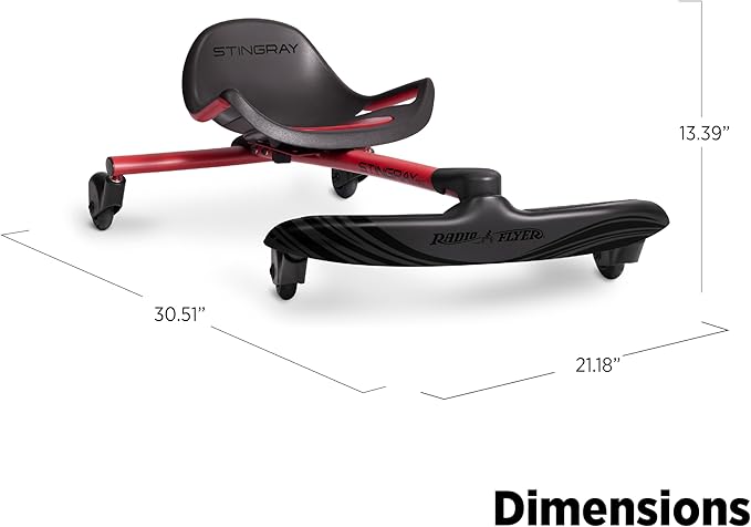 Radio Flyer Stingray Ride On Scooter Toy for Kids Ages 3-8 Years, Black, Drifter