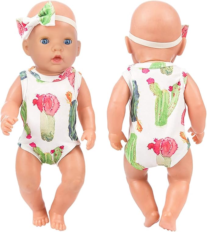 Ecore Fun 5 Sets Baby Doll Clothes for 14-18 Inch Dolls, Tatal 10 Pcs Dresses Outfits Pjs for 43cm New Born Baby Dolls, 15 Inch Dolls, American 18 Inch Dolls