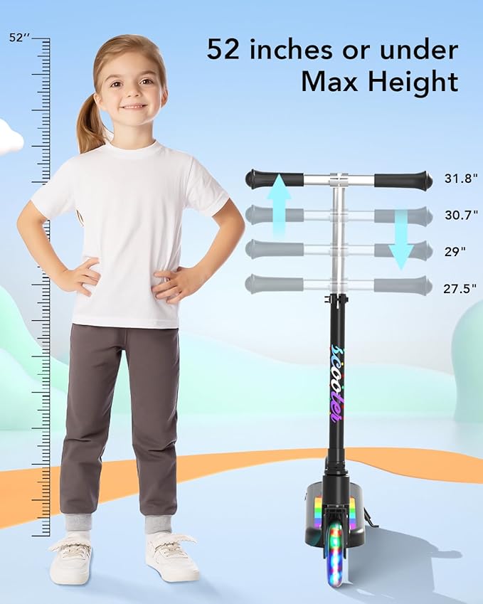 ANHAO Electric Scooter for Kids Ages 6-12 (Mainly 6-10), Kids Electric Scooter with Adjustable Height, Kick Scooter for Kids up to 110 Lbs, up to 6Mph