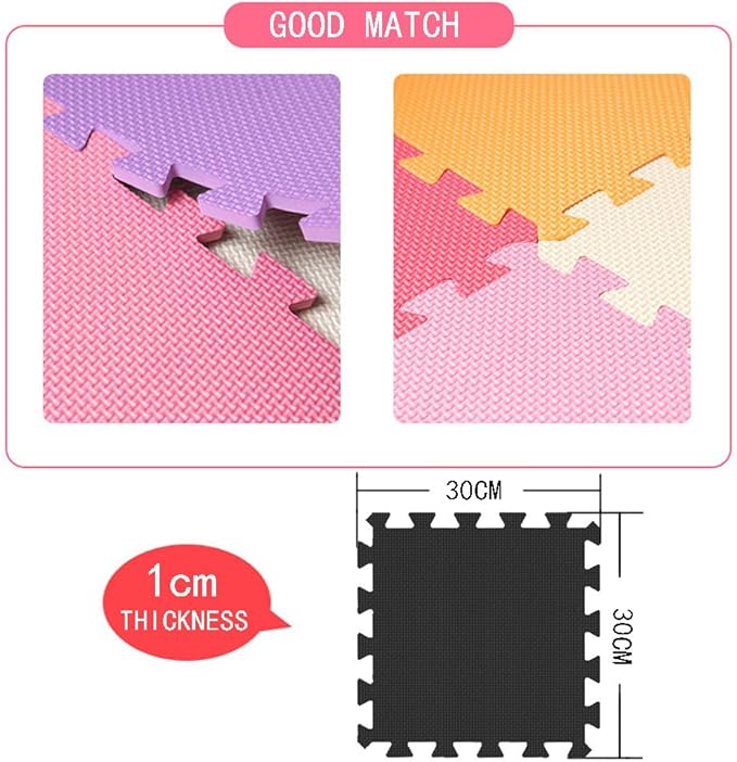 YIMINYUER® 20 Tiles (30cm×30cm×1cm Each Tile) Baby Soft Puzzle Play Mats, Kids Thick EVA Foam Floor, Toddlers & Children's Soft Interlocking Mat R04R06R10G301020