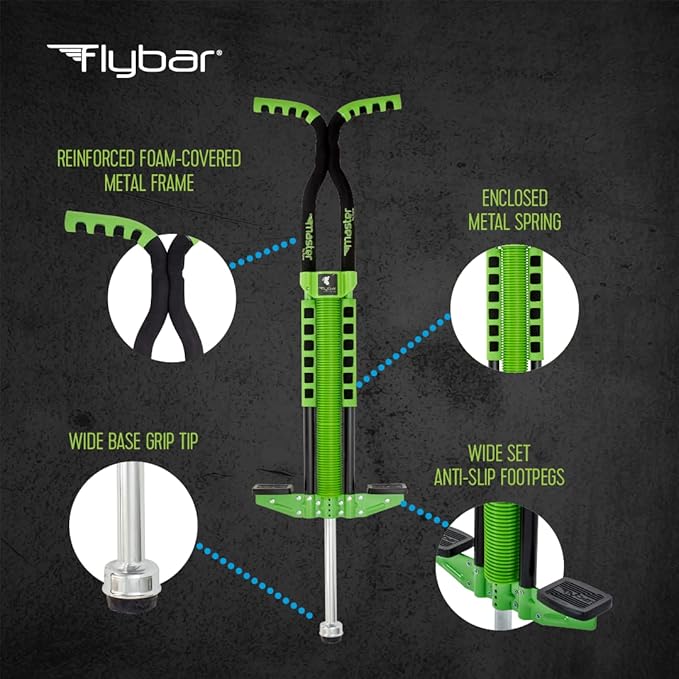 Flybar Master Pogo Stick, Ages 9+, 80 to 160 lbs, Easy Grip Handles, Anti-Slip Pegs, Outdoor Toys for Boys Girls, Outside Toys for Kids, Teens Tweens