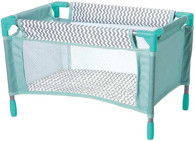 ADORA Zig Zag Baby Doll Playpen Bed Toy & Carry Case, Fits Dolls, Plush Toys, and Stuffed Animals up to 16” Best for Kids Ages 3 and Up