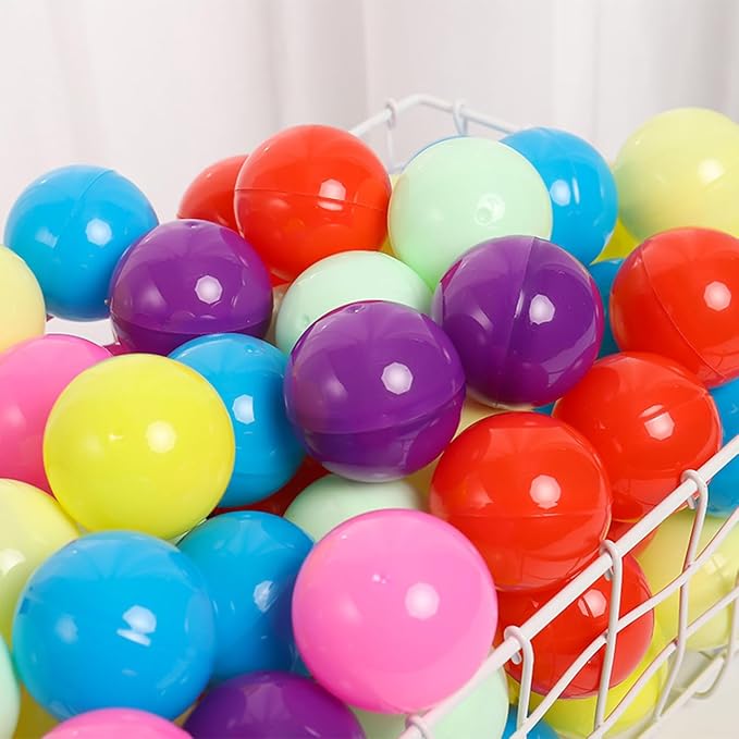 Amosfun 50pcs Gumball Vending Machine Capsules - 1.7 Inch Empty Colored Round Capsules Plastic Containers for Prizes Party Favors Goodie Bag Fillers