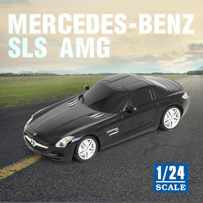 Vinie Remote Control Car for Boys, RC Cars Mercedes Benz SLS, 1:24 Scale Officially Licensed Kids Toys, Drift Car with Cool Led Lights, 4 5 6 7 8 9 10 11 12 Year Old Boy Birthday Gift (Black)
