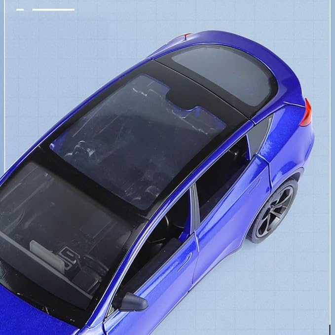 1/24 Scale Diecast Car Model Y, Alloy Diecast Toy Cars Pull Back Toys with Sound & Light, Vehicles Toys for Kids Gift Car Lovers Collection (1/24 Model Y -Blue)