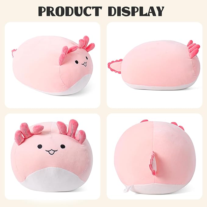 Wepop 20 in Axolotl Stuffed Animal Toys, Cute Giant Pebble Plush Toy Throw Pillows Soft & Cuddly Plushies Dolls Birthday Gift for Kids