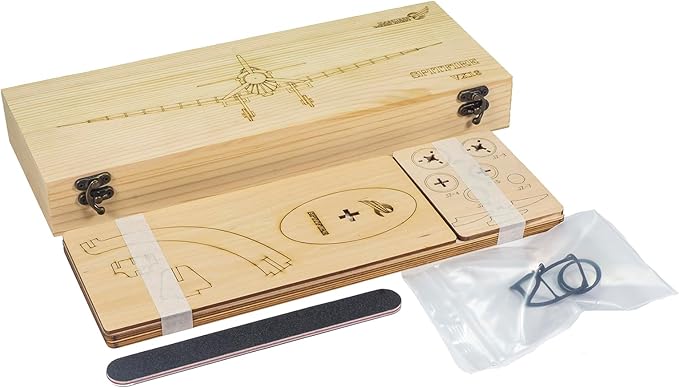 3D Wooden Puzzles DIY Spitfire Fighter Model Aircraft 1:25, Laser Cut Balsa Wood Model Airplane Kits to Build for Adults, Wooden Models Airplane Jigsaw Puzzles for Home Decoration Birthday Gift