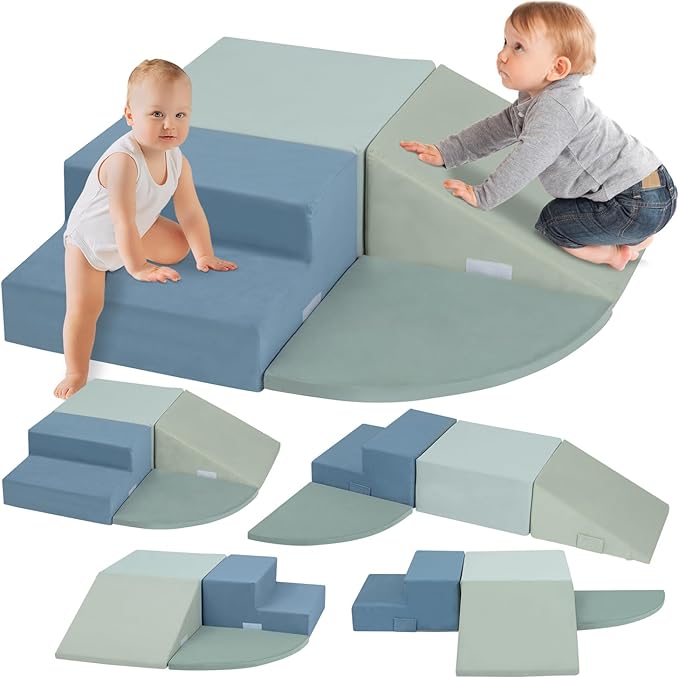 Large 4 Pcs Toddler Climbing Toys Indoor, Foam Blocks with Velcro, Classic