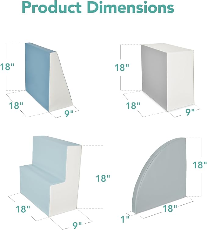 Best Choice Products 4-Piece Kids Climb & Crawl Soft Foam Block Activity Play Structures for Child Development, Color Coordination, Motor Skills - Blue