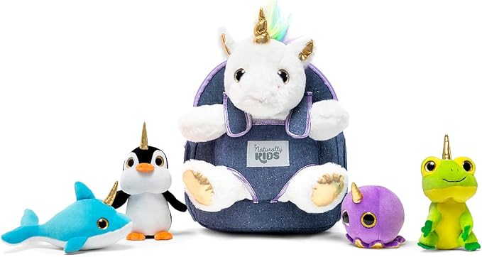 Naturally KIDS Toddler Unicorn Backpack w Plush Unicorn Toys, Gifts for 2-5 Year Old Girls, Toddler Backpack