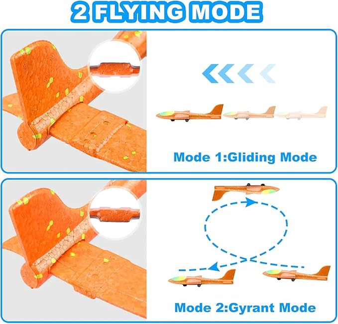 3 Pack Airplane Launcher Toy for Kids Led Light Foam Glider with Plane Launcher for Playing Outdoor Flying Toy for 3 4 5 6 7 8 9 10 11 12 Old Boys Girls Gift and Presents