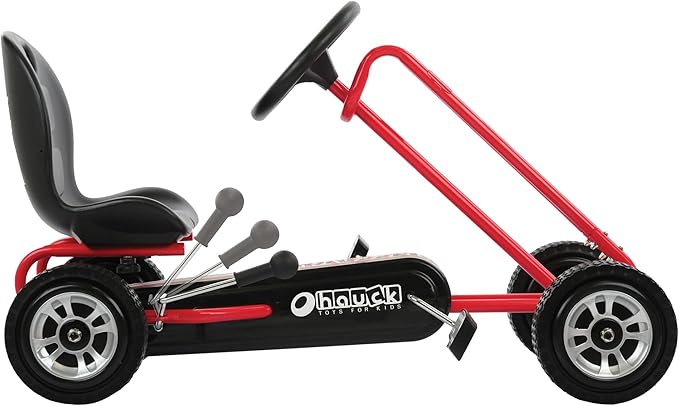 hauck Ride On Pedal Go Kart Toy w/ Adjustable Bucket Seat, for Boys & Girls Ages 4-8, Red