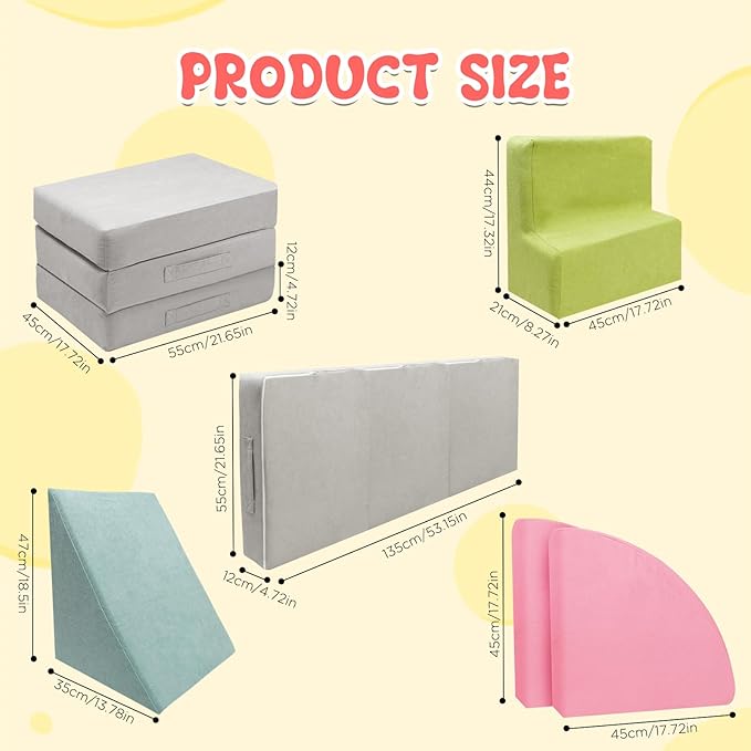 Foam Climbing Blocks for Toddlers 7 PCS Foldable Soft Play Set Toddler Climbing Toys Indoor Baby Climbing Gym Kids Corner Climber