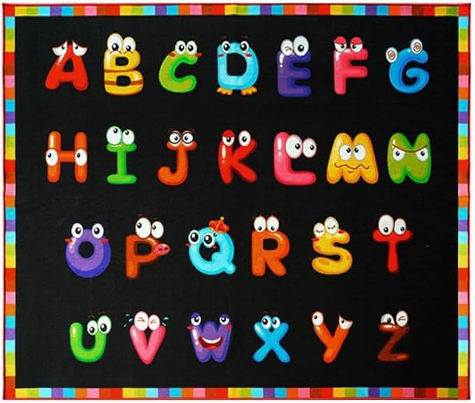 13x10ft ABC Classroom Rug,Extra Large Black Classroom Rugs Elementary, Preschool Rug for Classrooms, Daycare Rugs for Kindergarten, Alphabet Kid Educational Mat
