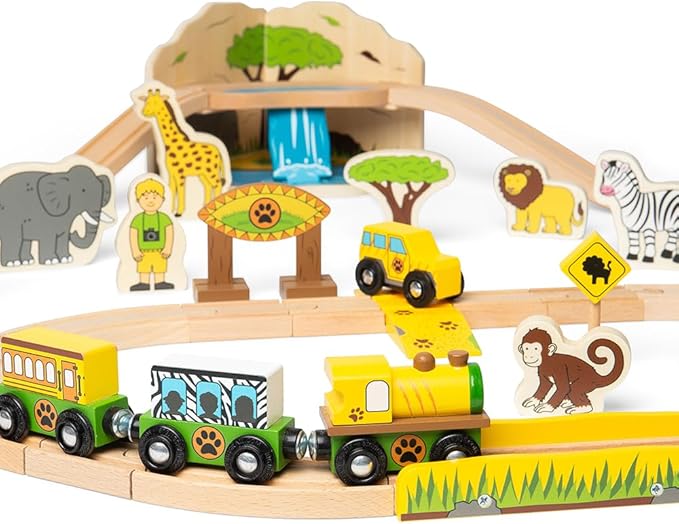 Bigjigs Rail Safari Train Set - 38 Play Pieces