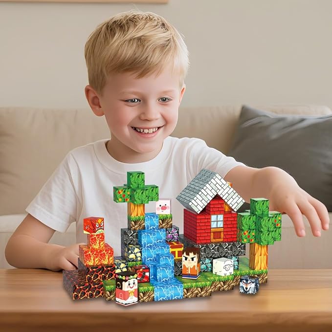 200pcs Magnetic Blocks, Magnetic Building Blocks Set, Kids Sensory Toy for Toddlers STEM Learning, Stacking Magnets for Kids,0.8" Large Size