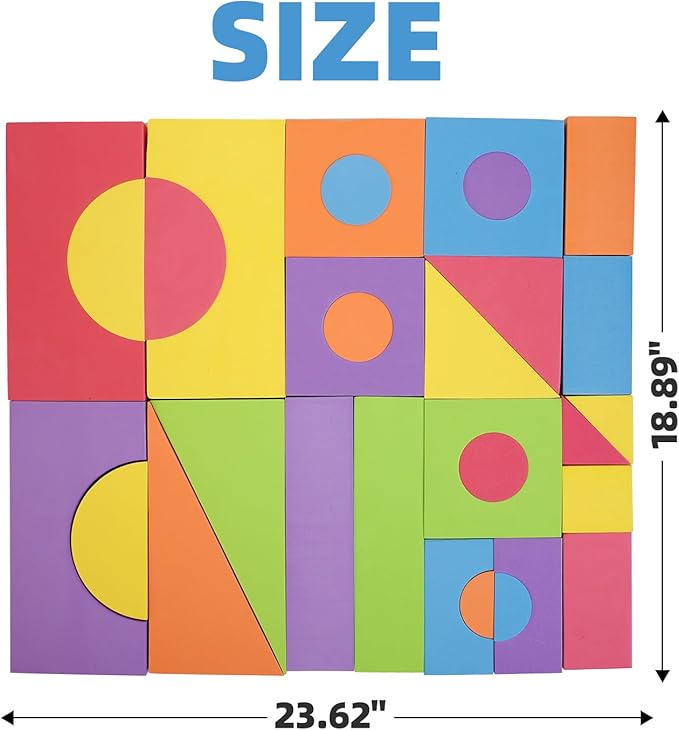 Large Building Foam Blocks for Toddlers, 30 Pieces EVA Stacking Foam Building Blocks Toy Set, Non-Toxic, Washable, Early Learning Construction Toys & Gifts for Kids Boys & Girls