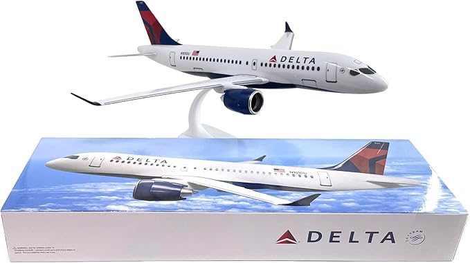 Flight Miniatures Delta (07-Cur) A220-100 1:100 Scale - Plastic Snap-Fit Model Airplane - Collectible Replica of Delta Airlines Aircraft - Part# AAB-22010C-001