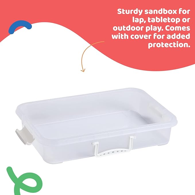 15Inch Portable Sensory Bin Play Tray with Lid, Fill with Water, Beads and More. Works with Moon Sand, Kinetic Sand, Orbeez Water Beads