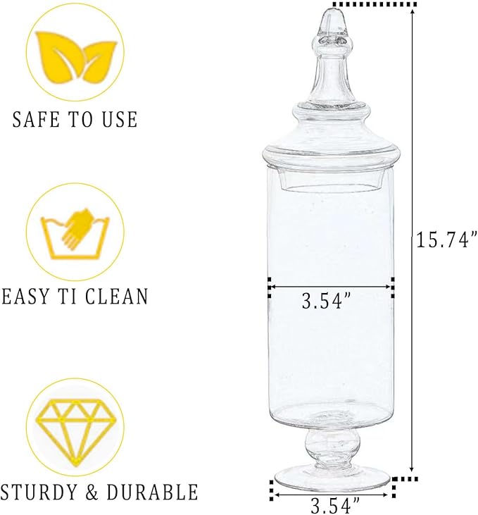 Apothecary Jars Glass Decorative Candy Jars,Candy Buffet Display, Elegant Storage Jar, Decorative Wedding Candy Organizer Canisters with Lids