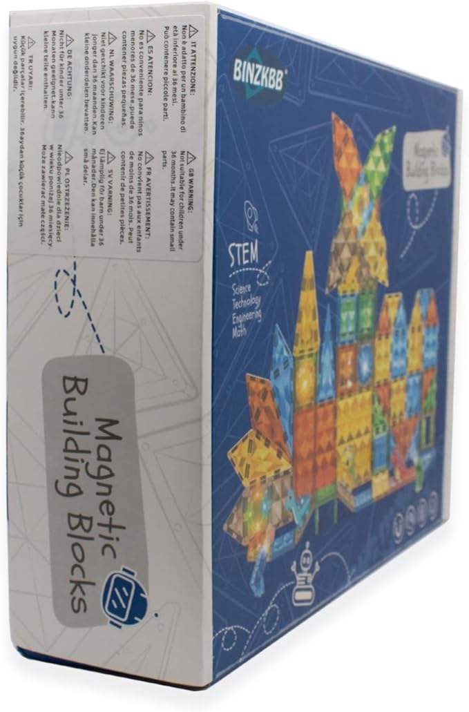 BINZKBB Magnetic Tiles Building Blocks,Lighted 3D Clear Educational STEM Construction Set,Preschool Sensory Magnet Dinosaur Creativity Toys for Kids Age 3 4 5 6 8+ Years Old Girls Boys Toddlers