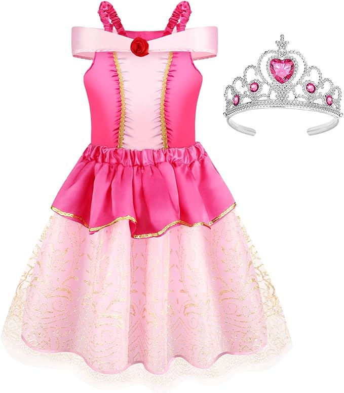 Princess Dress Up for Girls, Role Play Kids Dress up Clothes Gift Set Princess Toys for Little Girls Ages 3-8yrs Toddler Birthday Party