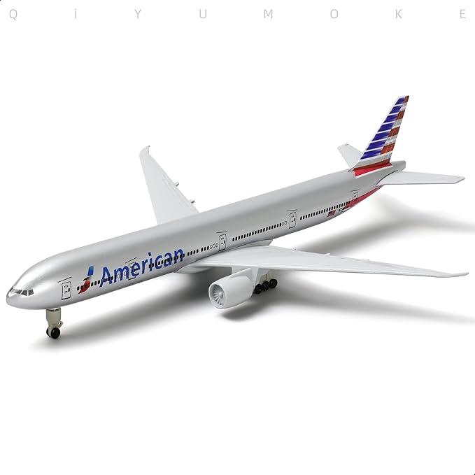 1/300 American 777 Diecast Metal Airplane Model Kits for Boeing 777 Airlines Model Plane with Display Stand (7.5-inch L) for Adult Aviation AA Plane Models Gifts or Desktop Decorations