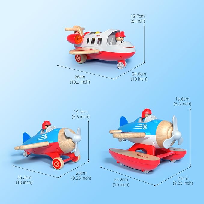 Airplane Toys for Toddlers 1-3, Toys Planes Toys with Sound and Light, Mini Airliner Toys for Introducing Aeronautical Knowledge, Car Toys for 18 Months, 2 3 4 5 Years Old Kids Boys Gift